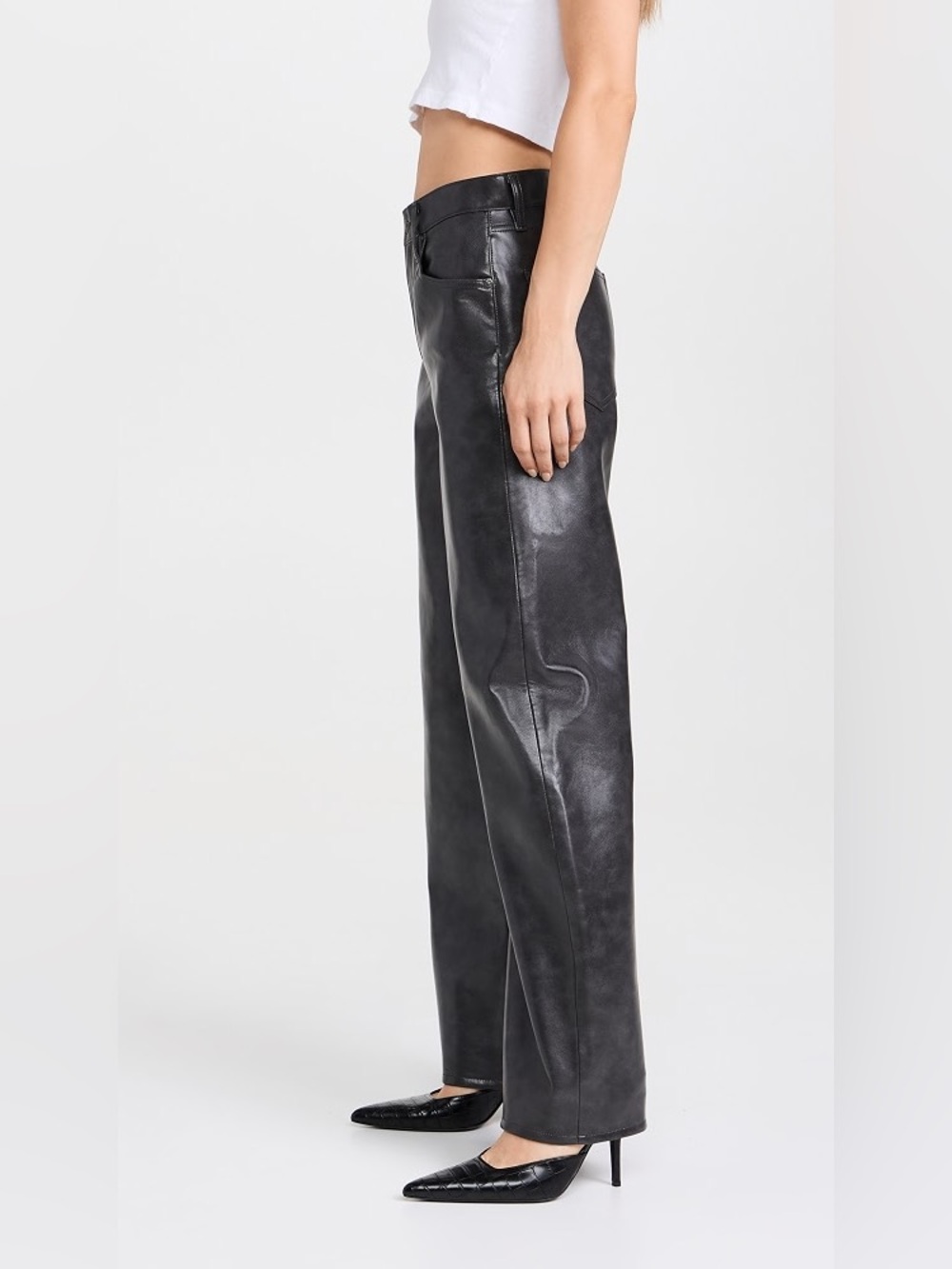 Agolde | Kelly 50% Recycled Leather Straight-Leg Pants | Smoke